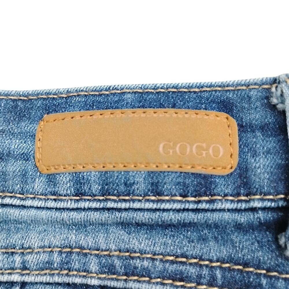 GOGO Jeans Co. Skinny Distressed Jeans Size 7 Junior Dark Blue 5 Pockets - Picture 12 of 12
